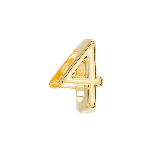 Regaliz Number Slider Bead, for Oval Leather Cord '4', Gold Plated (1 Piece)