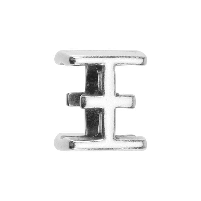 Regaliz Symbol Slider Bead, for Oval Leather Cord 'XI', Silver Plated (1 Piece)