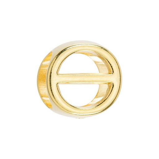 Regaliz Symbol Slider Bead, for Oval Leather Cord 'THETA', Gold Plated (1 Piece)