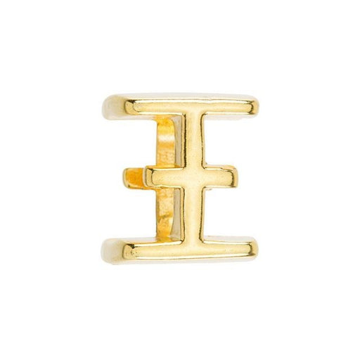 Regaliz Symbol Slider Bead, for Oval Leather Cord 'XI', Gold Plated (1 Piece)