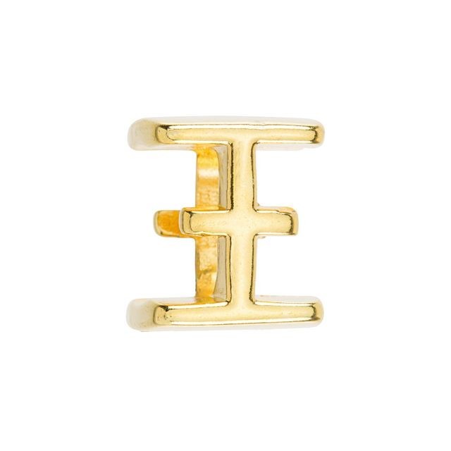 Regaliz Symbol Slider Bead, for Oval Leather Cord 'XI', Gold Plated (1 Piece)