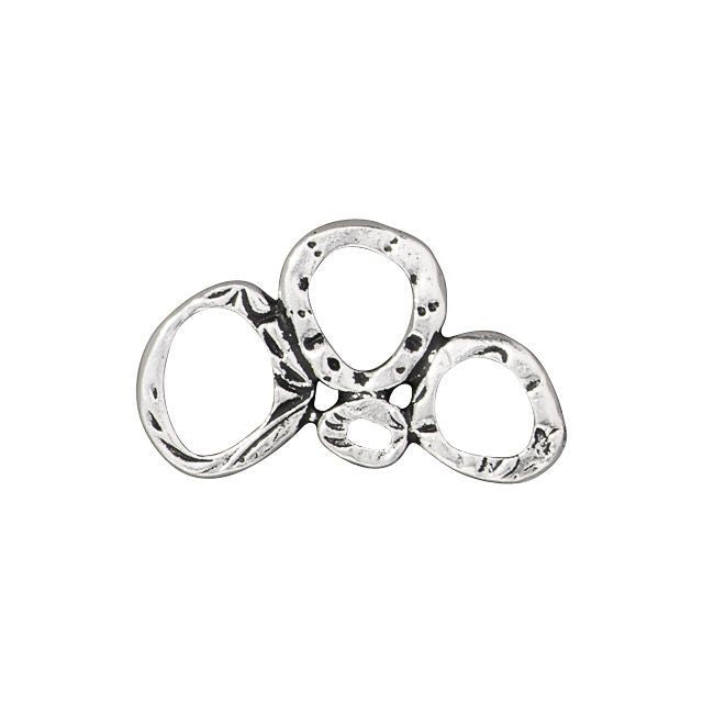 Metal Connector Link, 4-Ring Nugget Bar 25x15mm, Antiqued Silver Plated, by TierraCast (1 Piece)