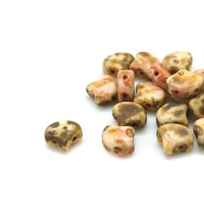 Matte Opaque White Picasso Matubo Ginkgo Two Hole Czech Seed Beads Tube