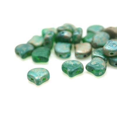Matte Chrysolite Rembrandt Matubo Ginkgo Two Hole Czech Seed Beads Tube
