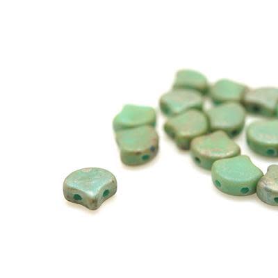 Matte Blue Turquoise Rembrandt Matubo Ginkgo Two Hole Czech Seed Beads Tube