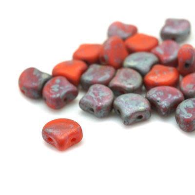 Matte Opaque Light Red Rembrandt Matubo Ginkgo Two Hole Czech Seed Beads Tube