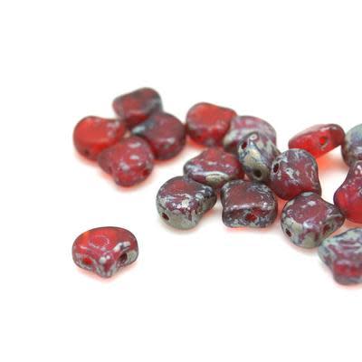 Matte Siam Ruby Rembrandt Matubo Ginkgo Two Hole Czech Seed Beads Tube