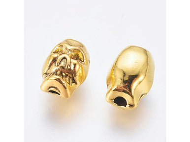 Antique Gold Tibetan-Style Skull Bead 8x6mm (10 Pieces)