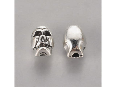 Antique Silver Tibetan-Style Skull Bead 8x6mm (10 Pieces)