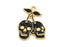 Golden Skull Cherry Enamel Charm 25.5x20mm