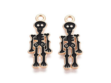 Light Gold Skeleton Enamel Charm 26x10mm