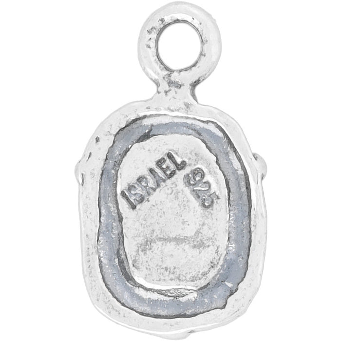 Sterling Silver Charm, Rectangle with Small Cross 15.5x9mm, 1 Piece