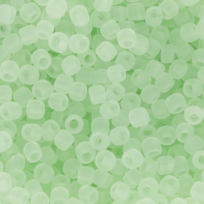 Toho RE:Glass Seed Beads, Round Size 11/0, #5004F Matte - Transparent Green, (2.5" Tube)