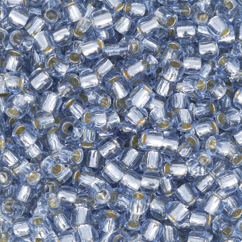 Toho RE:Glass Seed Beads, Round Size 11/0, #PF5033 Silver Lined PermaFinish - Blue, (2.5" Tube)