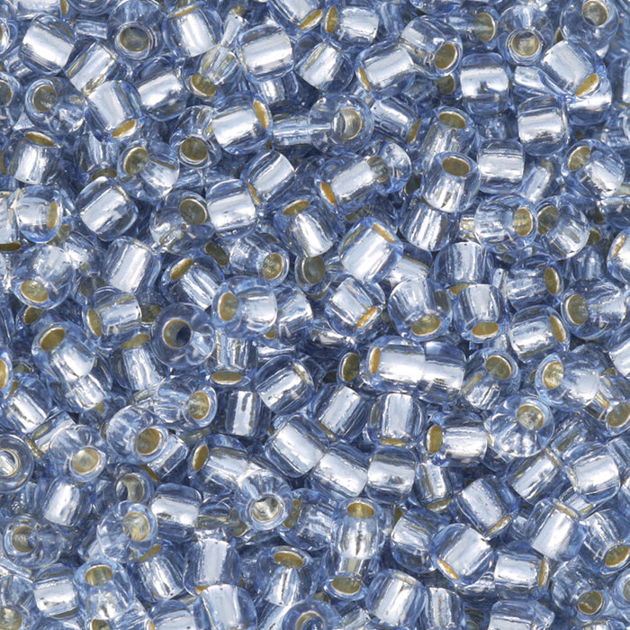 Toho RE:Glass Seed Beads, Round Size 11/0, #PF5033 Silver Lined PermaFinish - Blue, (2.5" Tube)