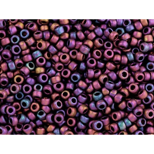 TOHO Bead Round 8/0 Matte Raku Nickel Plate Plum/Teal Iris 2.5-Inch Tube