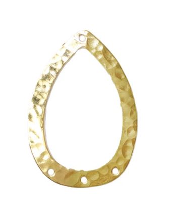 Vintaj Gold-Plated Hammered Teardrop Chandelier Link 34x24mm