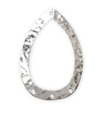 Vintaj Silver-Plated Hammered Teardrop Chandelier Link 34x24mm