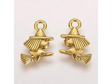 Antique Gold Tibetan-Style Witch Charm 13x11mm