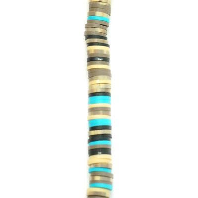 6mm Vinyl/Vulcanite Heishi Beads - Mixed Colors (Brown Blue)