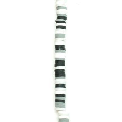 4mm Vinyl/Vulcanite Heishi Beads - Mixed Colors (Black/Grey)