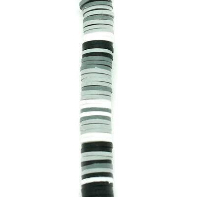 8mm Vinyl/Vulcanite Heishi Beads - Mixed Colors (Black/Grey)