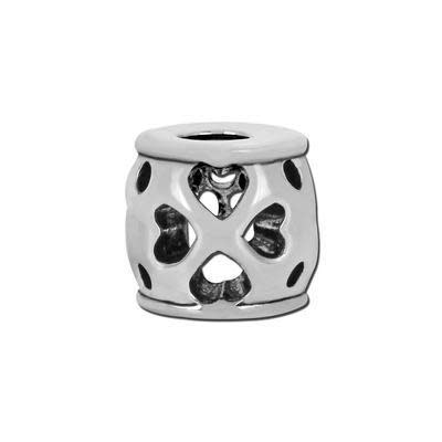 7x8mm Open Hearts Barrel Bead for 2mm Leather