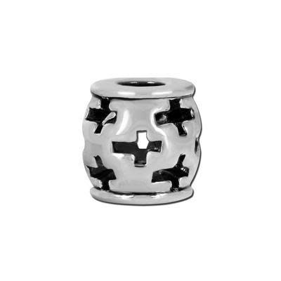 Open Cross Barrel Bead for 2mm Leather