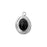 12x8mm Oval Charm/Pendant with Gemstone from the Global Collection - Rhodium Plated with Onyx