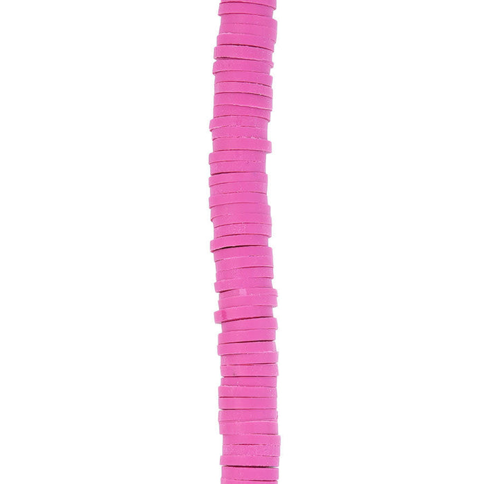 6mm Vinyl/Vulcanite Heishi Beads - Magenta