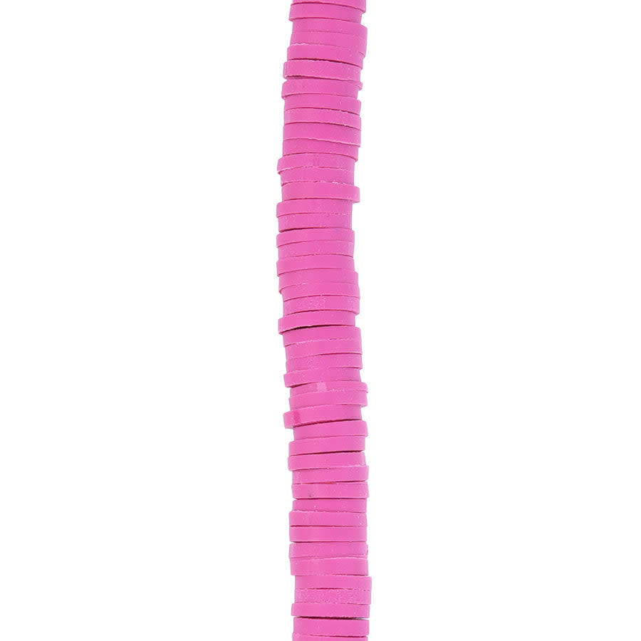 6mm Vinyl/Vulcanite Heishi Beads - Magenta