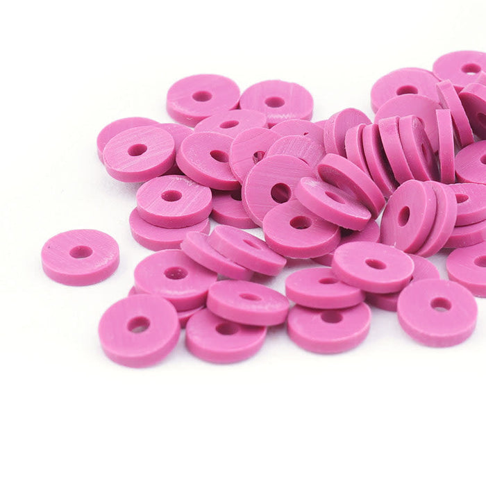 6mm Vinyl/Vulcanite Heishi Beads - Magenta