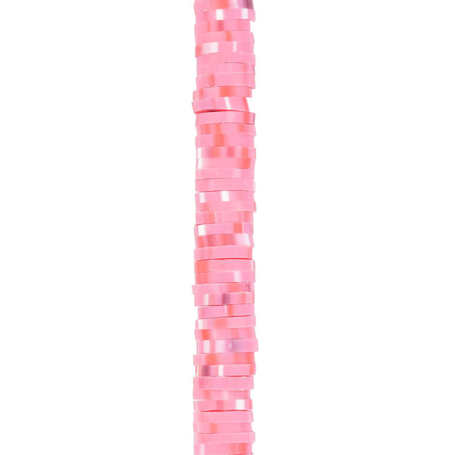 6mm Vinyl/Vulcanite Heishi Beads - Hot Pink with Confetti Colors