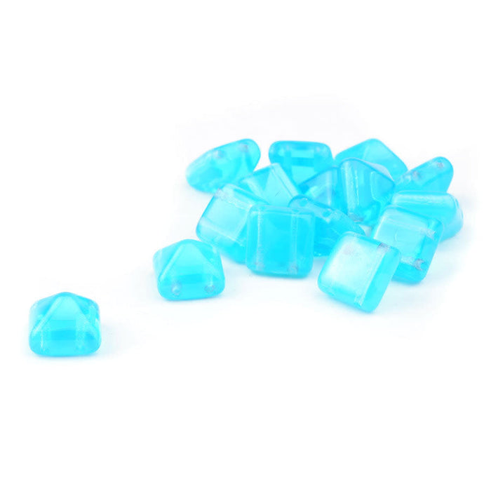 12mm Two Hole Stud Blue Turquoise Czech Glass Beads
