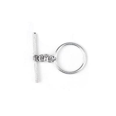19mm Antique Silver Plated Bali Style Round Toggle Clasp