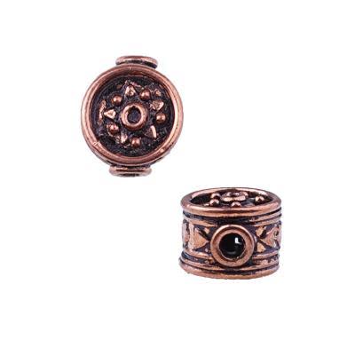 15mm Antique Copper Bali Style Ornate Drum Beads (3 Pieces)