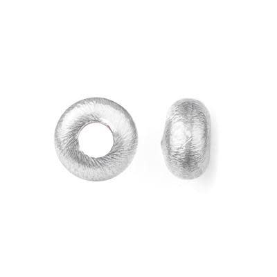 14mm Brushed Silver Plated Bali Style Rondelle Large Hole Beads (3 Pieces)