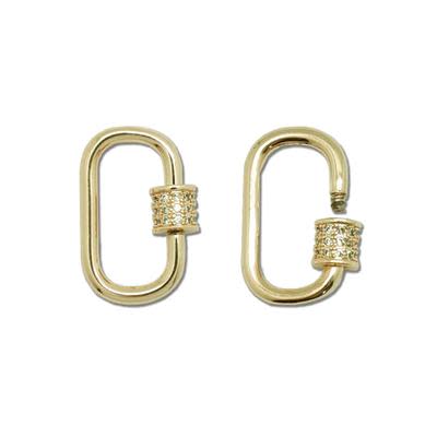 20mm Gold Plated Jewelry Carabiner with Rhinestone Lock Clasp or Pendant
