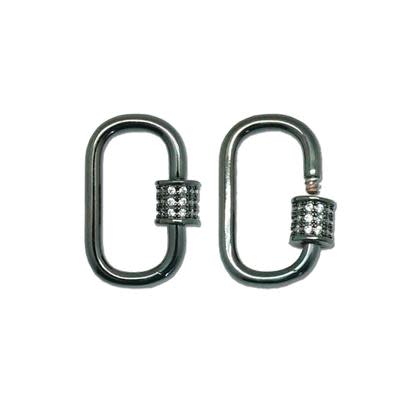 20mm Gunmetal Jewelry Carabiner with Rhinestone Lock Clasp or Pendant