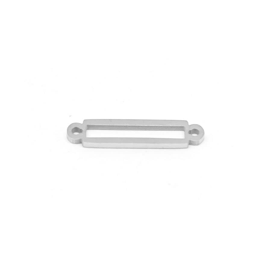 Silver-Plated Stainless Steel Beadable Rectangular Link