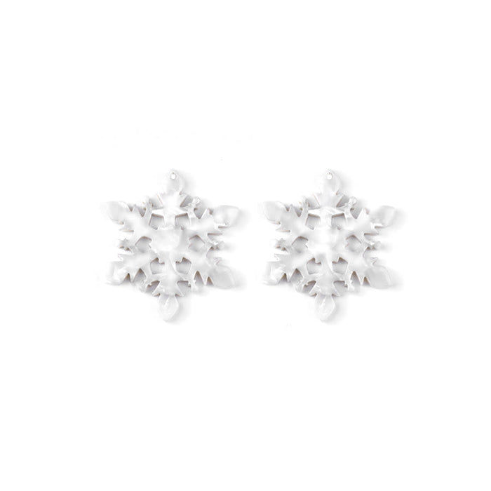 20mm Pearl Acetate Cutout Snowflake Pendant (2 Pieces)