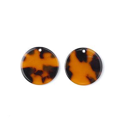 18mm Tortoise Shell Acetate Coin Charm (1 Pair)