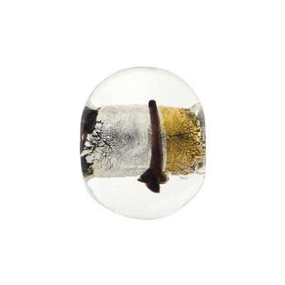 16mm Gold and Silver Foil with Black Stripe Disc Beads (5 Pieces)