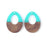 28x38mm Wood & Turquoise Resin Off Center Drop Focal Pieces (1 Pair)