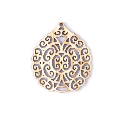53x45mm Filigree Cutout Maple Wood Pendant