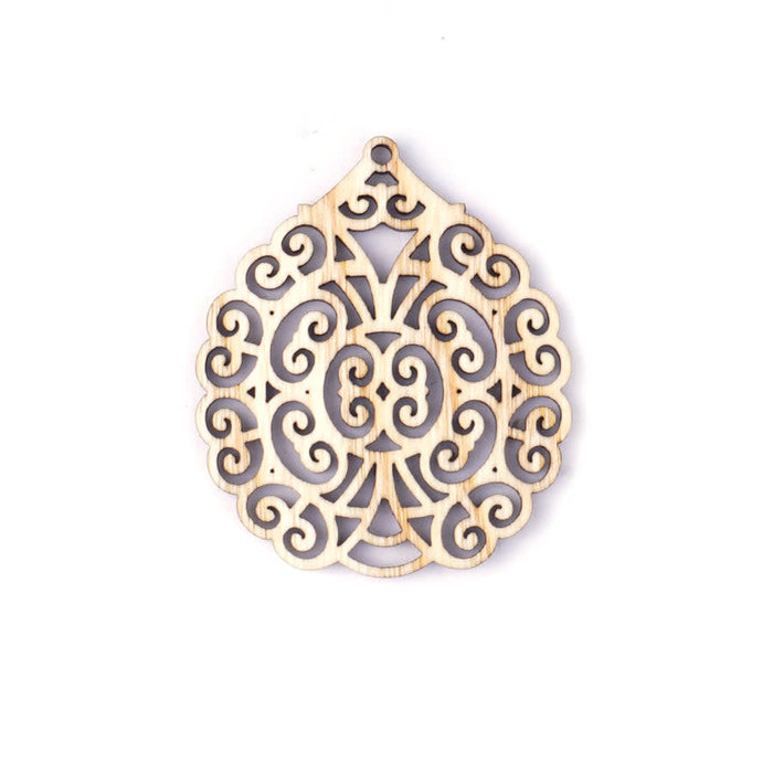 53x45mm Filigree Cutout Maple Wood Pendant