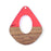 42x48mm Wood & Pink Berry Resin Pear Shaped with Cut Out Focal Piece Pendant