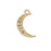 18mm Gold Plated with Clear Crystals Moon Charm