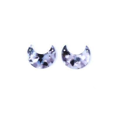 25x30mm Black and White Acetate Crescent Shape Pendant/Connector (2 Pieces)