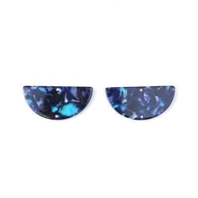 37x18mm Blue Acetate Half Circle Pendant/Connector (1 Pair)